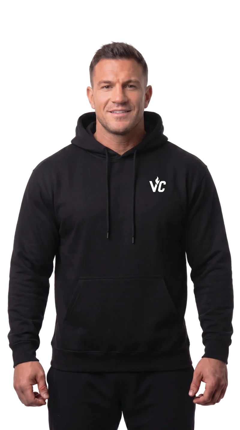 VolCrush White Letter Emblem Hoodie